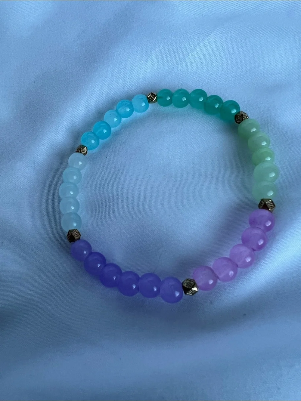 Handmade Pastel Multi-Color Beaded Stretch Bracelet - Women Jewelry glass